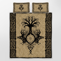 Viking Quilt Bed Set - Raven With Yggdrasil - Viking Quilt Bedding Set RLT12 - Wonder Print Shop