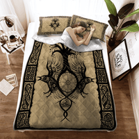 Viking Quilt Bed Set - Raven With Yggdrasil - Viking Quilt Bedding Set RLT12 - Wonder Print Shop