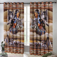Brown Wolf Native American 3D All Over Printed Window Curtain Home Decor - Wonder Print Shop