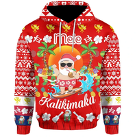 Hawaii Mele Kalikimaka Santa Claus Pattern Christmas Hoodie Red Labo Style RLT13 - Wonder Print Shop