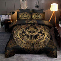 African Bedding Set - Custom Egyptian Golden Scarab Duvet Cover & Pillow Cases - Wonder Print Shop