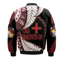 Tonga Emancipation Day Bomber Jacket Kupesi Pattern No.1 Black LT9 - Wonder Print Shop