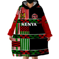 (Custom Text And Number) Kenya Rugby Sevens Kenyan Pattern Version Wearable Blanket Hoodie - Wonder Print Shop