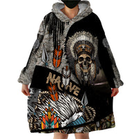 Native American Feather Headdress Abstract Grunge Pattern Wearable Blanket Hoodie - Wonder Print Shop