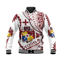 Tonga Emancipation Day Baseball Jacket Kupesi Pattern No.1 White LT9 - Wonder Print Shop