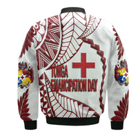 Tonga Emancipation Day Bomber Jacket Kupesi Pattern No.1 White LT9 - Wonder Print Shop