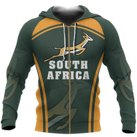 African Hoodie South Africa Springbok Zipper Hoodie Sport Style - Wonder Print Shop