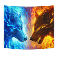 Native American Ice Fire Wolf Tapestry LT10 - Wonder Print Shop