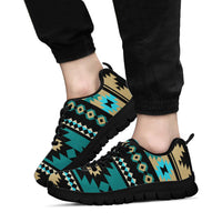 Native American Green Ethnic Aztec Pattern Sneakers LT10 - Wonder Print Shop