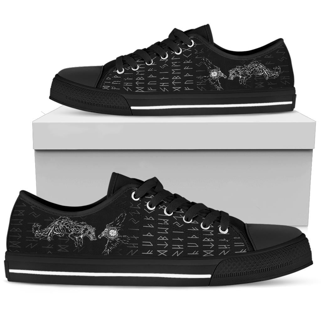 viking-low-top-shoes-raven-and-wolf-special-tattoo