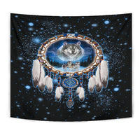 Galaxy Dreamcatcher Wolf 3D Native American Tapestry LT10 - Wonder Print Shop