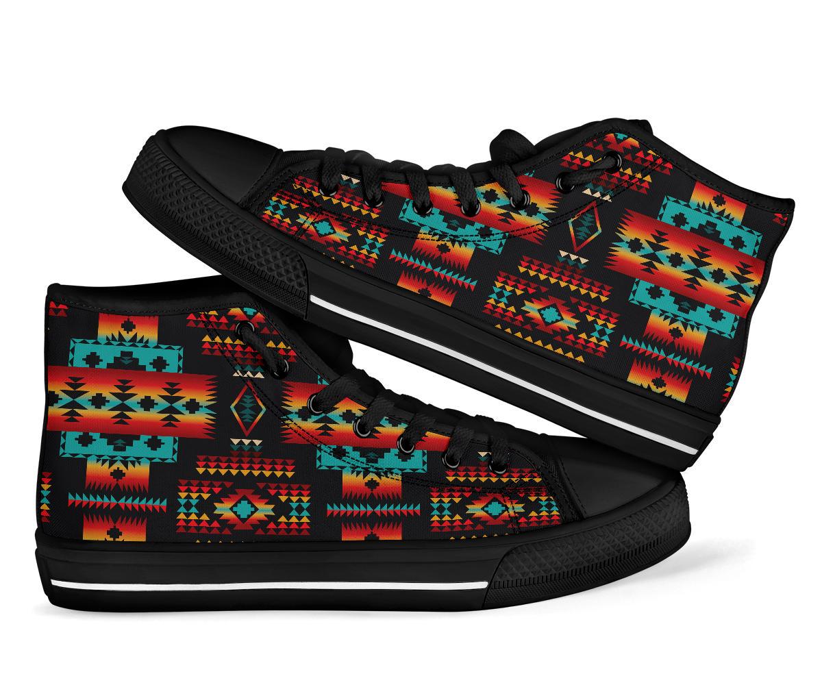 black-tribal-native-american-high-top-shoes