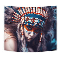 3D Native Girl Native American Tapestry LT10 - Wonder Print Shop