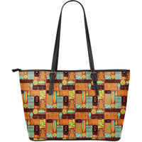 Hawaii Tiki Pattern 04 Leather Tote - Wonder Print Shop