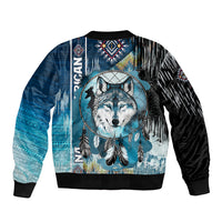 Native American Wolf Dreamcatcher Blue Bomber Jacket - Wonder Print Shop