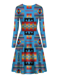navy-pattern-native-american-long-sleeve-dress