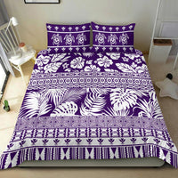 Purple & white tropical bedding set, detailed scroll and leaf motifs