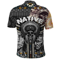 Native American Headdress Gray With Human Skull African Pattern Polo Shirt - Wonder Print Shop