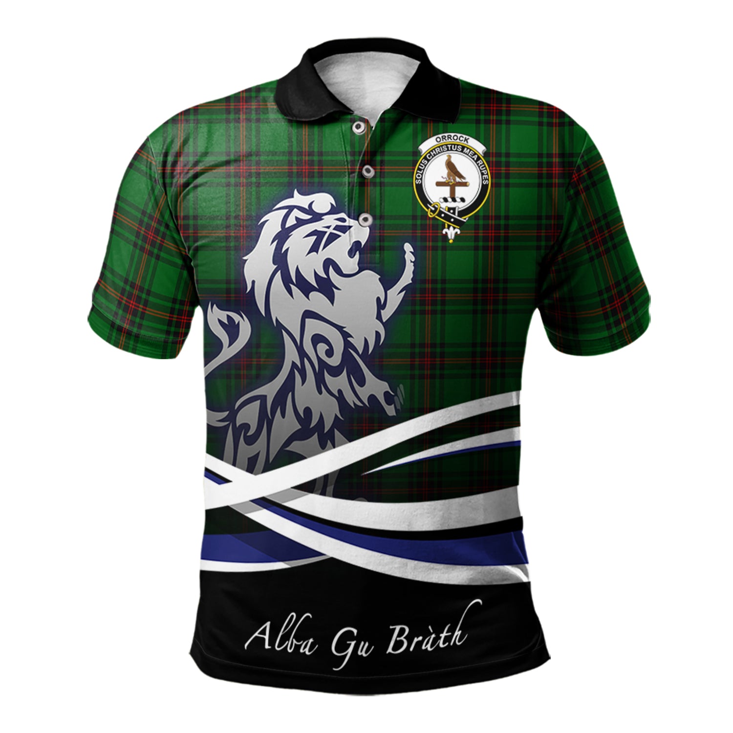 scottish-orrock-clan-crest-scotland-lion-tartan-polo-shirt