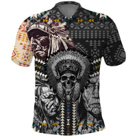 Native American Headdress Gray With Human Skull African Pattern Polo Shirt - Wonder Print Shop