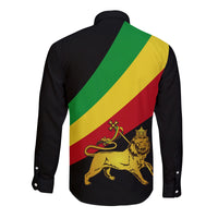 Ethiopia Special Flag Long Sleeve Button Shirt Black LT13 - Wonder Print Shop
