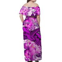 custom-personalised-hawaii-off-shoulder-long-dress-pink-polynesian-turtle-and-hibiscus
