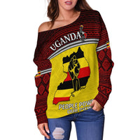 Uganda Off Shoulder Sweater African Pattern People Power Our Power LT13 - Wonder Print Shop
