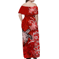 custom-personalised-hawaii-off-shoulder-long-dress-polynesia-red-sea-turtle-honu-and-hibiscus