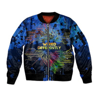 Autism Acceptance Month Neurodiversity - Wired Differently Sleeve Zip Bomber Jacket TS07 - Wonder Print Shop