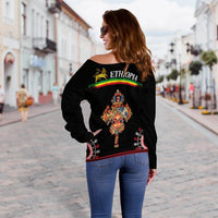 Ethiopia Off Shoulder Sweater - Ethiopian Cross LT13 - Wonder Print Shop