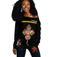 Ethiopia Off Shoulder Sweater - Ethiopian Cross LT13 - Wonder Print Shop