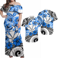 Hawaii Matching Hawaiian Shirt And Dress Polynesian and Blue Hibiscus LT13 - Wonder Print Shop