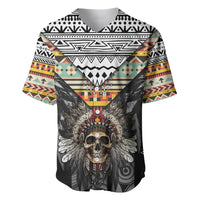 Native American Headdress With Human Skull African Pattern With Geometric Motifs Baseball Jersey - Wonder Print Shop