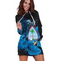(Custom Personalised) Guam Seal Hoodie Dress Polynesian Turtle with Flowers Version Blue LT13 - Wonder Print Shop