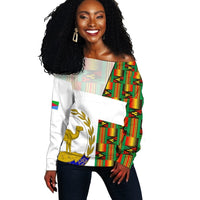 Eritrea Off Shoulder Sweater Kente Pattern LT13 - Wonder Print Shop