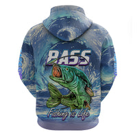 Custom Bass Fishing is Life Hoodie Hook Sport Largemouth Blue - Wonder Print Shop