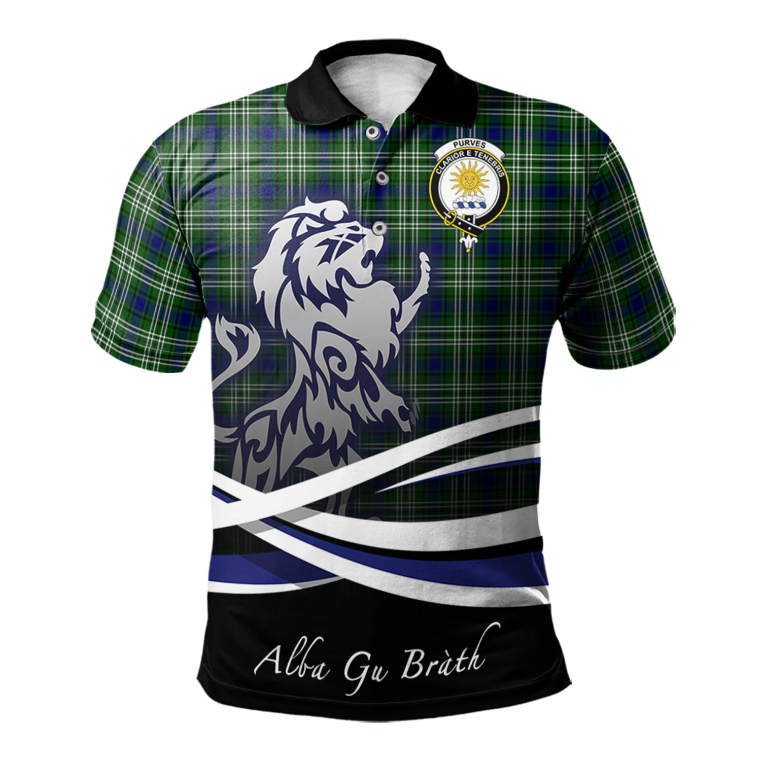scottish-purves-clan-crest-scotland-lion-tartan-polo-shirt