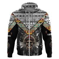 Native American Headdress With Human Skull African Pattern With Geometric Motifs Hoodie - Wonder Print Shop