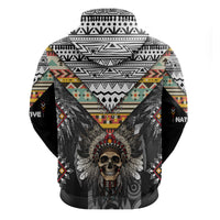 Native American Headdress With Human Skull African Pattern With Geometric Motifs Hoodie - Wonder Print Shop