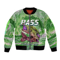 Bass Fishing is Life Hook Sport Largemouth Green Bomber Jacket LT9 - Wonder Print Shop