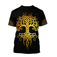 Viking Clothing Gold Tree Of Life Viking T Shirt RLT12 - Wonder Print Shop