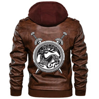 Viking Valknut Zipper Leather Jacket - Viking Deer RLT12 - Wonder Print Shop