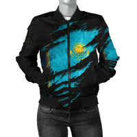 Kazakhstan In Me Womens Bomber Jacket - Special Grunge Style RLT8 - Wonder Print Shop