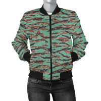 Army Guyana Tiger Stripe Camouflage Seamless Womens Bomber Jacket RLT8 - Wonder Print Shop
