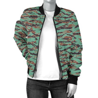 Army Guyana Tiger Stripe Camouflage Seamless Womens Bomber Jacket RLT8 - Wonder Print Shop