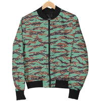 Army Guyana Tiger Stripe Camouflage Seamless Womens Bomber Jacket RLT8 - Wonder Print Shop