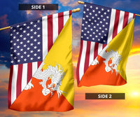 US Flag with Bhutan Flag RLT6 - Wonder Print Shop