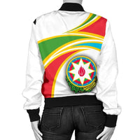 Azerbaijan (White) N Flag Womens Bomber Jacket RLT8 - Wonder Print Shop