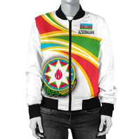 Azerbaijan (White) N Flag Womens Bomber Jacket RLT8 - Wonder Print Shop