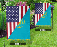 US Flag with Kazakhstan Flag RLT8 - Wonder Print Shop